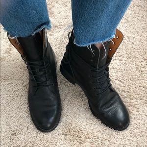 Madewell Black Leather Combat Boots 8.5 GUC